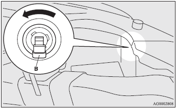 2. Turn the bulb (B) anticlockwise and remove it.